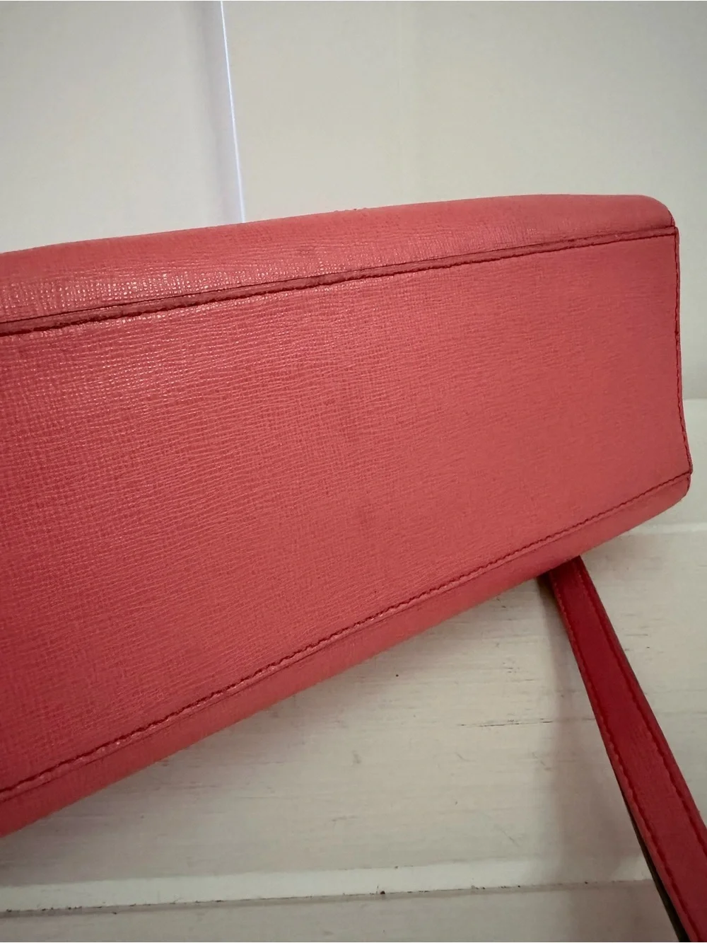 Coach Legacy Saffiano Leather Mini Satchel Coral Pink 49392 Crossbody EUC Strap